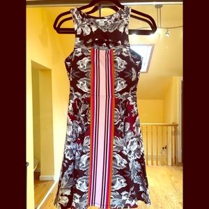 Bar III Cut Out Floral Dress with Stripped Detail